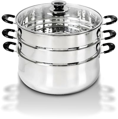Concord 30 CM Stainless Steel 3 Tier Steamer Pot Steaming Cookware - Triply Bottom
