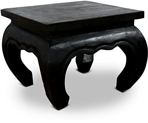 livasia Opiumtisch aus Massivholz – 36x36x27cm – Handgeschnitzter Beistelltisch Holz aus Thailand, Nachhaltig, Robust und Ästhetisch, Setzt Exotische Akzente als Kleiner Tisch (Schwarz)