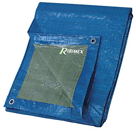 Ribimex Telo di Protezione Leggero Impermeabile 6x10 m in Polietilene, Occhielli in Alluminio, Resistente agli Agenti Atmosferici, Ideale per Uso Domestico e Campeggio - PRB06506X10