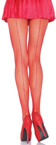 Leg Avenue 9015 Collant Résille avec Couture Arrière Rouge Tu Eur 34-38
