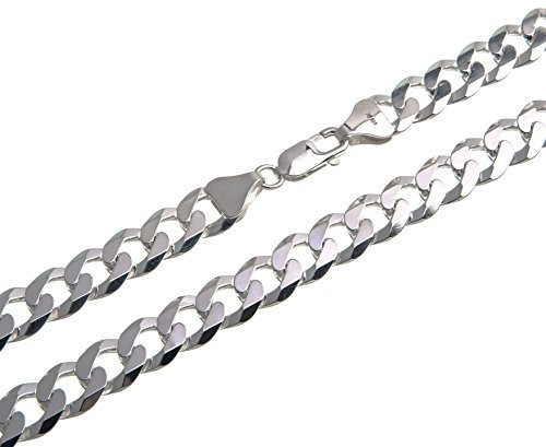 Silberketten-Store Panzerkette Silber 925 Herren 10mm I Silberkette Herren hochglanz 2,4mm Stärke I Halskette Herren mit Karabiner Verschluss