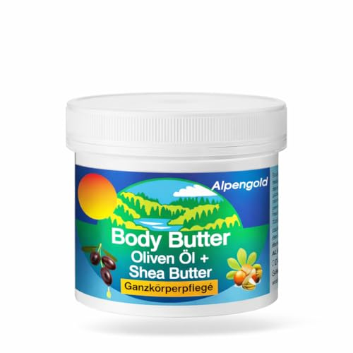 Alwag Body Butter aus Olivenöl und Shea-Butter - 250 ml Ganzkörperpflege Creme - dermatologisch getestet