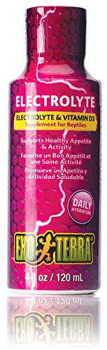 Exo Terra flytande electrolyte och vitaminer, D3 kompletterande foder för reptiler, fodertillsats för reptiler, 120 ml