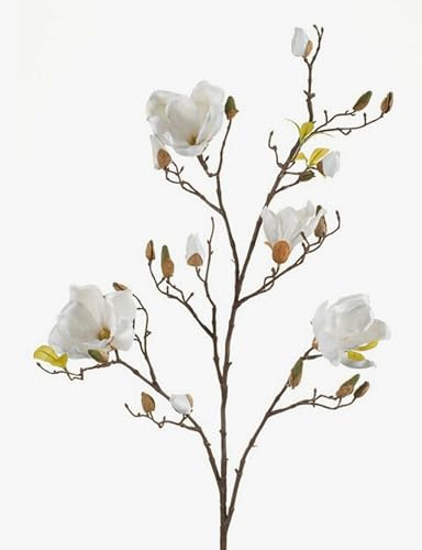 artplants.de Ramo di Magnolia Artificiale Lilo, 4 Fiori, germogli, Bianco - Crema, 110cm - Ramo Fiorito/Fiori di Magnolia