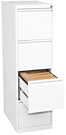 Lüllmann Büro Hängeregistratur in weiß komplett montiert 132x40x62cm (HxBxT) Hängeregisterschrank für DIN A4 Hängemappen mit 4 Schüben einbahnig 560417