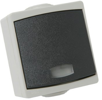 Plaque electrique - Cache Prise - Interrupteur pour prise - Prise interrupteur - Appareillage En Saillie Etanche IP65 Bouton Poussoir Gris Gamme Perle Avec Voyant - Debflex - 730170