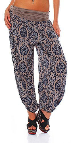 Malito - Damen Pumphose mit Yoga Muster - Haremshose zum Tanzen & Chillen - Lange Aladinhose - Freizeithose 7198 OneSize (Fango)