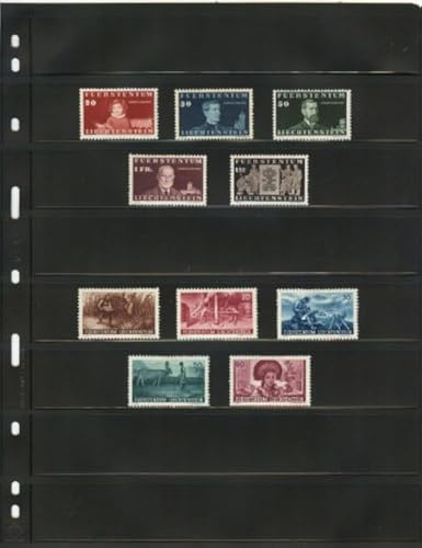 LIGHTHOUSE- VARIO Stamp Pages for Stamp Albums, Black 9-Hole Binder Pages with 8 Pockets for Stamp Collection - Pack of 25