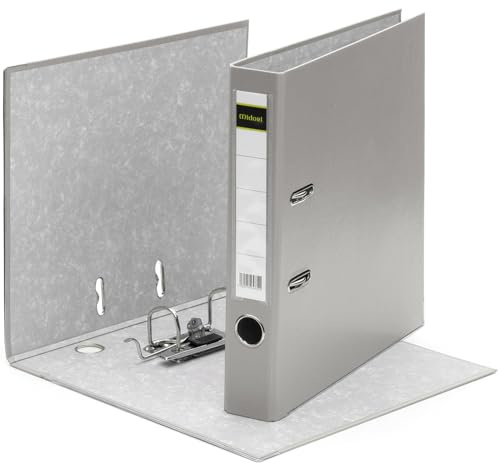 MIDORI Ordner PP-Color aus Kunststoff | 10er Pack Aktenordner 5 cm breit im DIN A4 Format in Grau | Schmaler Briefordner Ringordner mit austauschbarem Rückenschild