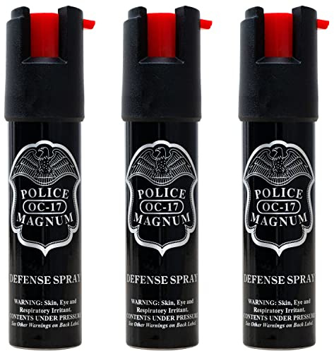 Police Magnum Compact Pepper Spray for Personal Safety - Maximum Heat Strength OC - Small, Discreet Carry Canister - Made in the USA-3 Pack 3/4oz TL