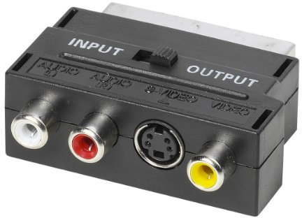Vivanco Audio/Video Adaptor, Mini DIN Coupling + 3x RCA Female <-> Scart Plug Switchable