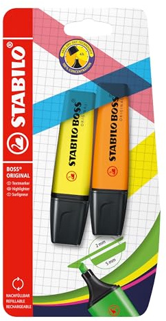 STABILO BOSS ORIGINAL - Highlighter - Pack of 2 - Yellow/Orange