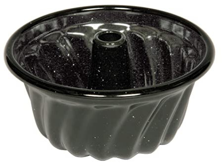 Riess, 0548-022, Mini Backform, Guglhupfform, CLASSIC - BACKFORMEN, Durchmesser 12 cm, Höhe 6,6 cm, Emaille, schwarz