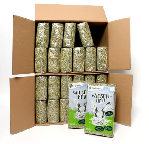 24 kg Wiesenheu in handlichen 1kg Beuteln (24kg) - Futter und Einstreu für Kleintiere