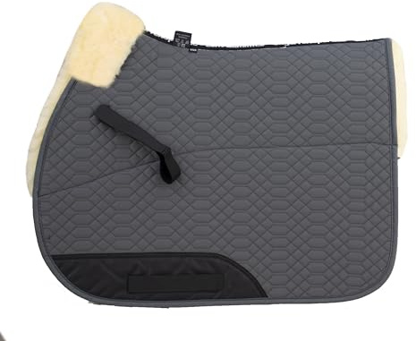 Engel Reitsport - Sudadero de silla de montar cuadrado de piel de oveja SCHABRA1, GR380045-0121, Gris/Natural, Jumping
