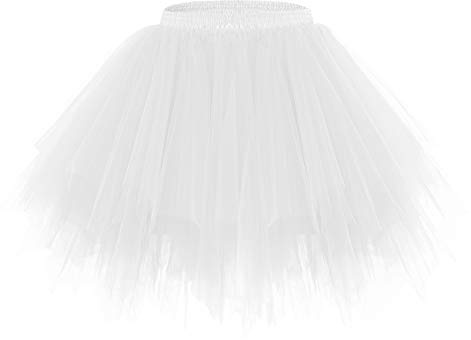 Bridesmay Kort tyllkjol för kvinnor 50-tal, vintage balett, tutu, bubbellekjolar för halloween, cosplay fest, Vitt, S