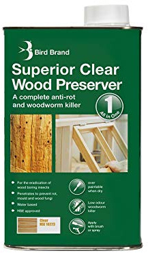 Clear Wood Preserver - Shed and Fence Protector - Woodworm Treatment, 1 Litre (Pack of 1)