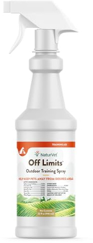NaturVet Off Limits Pet Training Spray for Dogs & Cats – Deters Pets from Outdoor Areas – Includes Herbal Extracts – Non-Staining Sprays for Training Pets – 32 Fl. Oz.