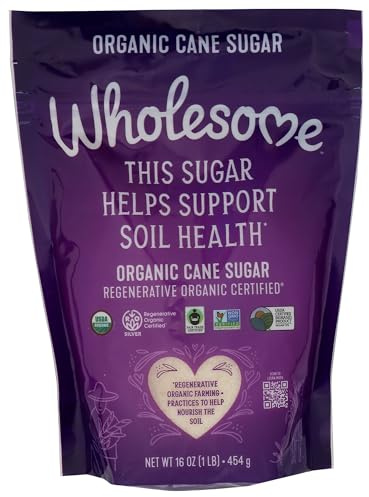 Wholesome Sweeteners 16-Ounce Organic Cane Sugar, Fair Trade, Non GMO, Gluten Free, Pure & Vegan, for Baking and Sweetening, 1 Pack