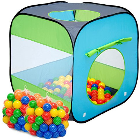 LittleTom Bällebad Kinderzelt für Drinnen & Draußen - 200 Bälle - 70x70x72 Zelt mit Bällen für Kinder - Zelt Deko Kinderzimmer Spielzelt Kinderzelt Bällebad Kinder Bällebad Spielzeug Bällebad Babys