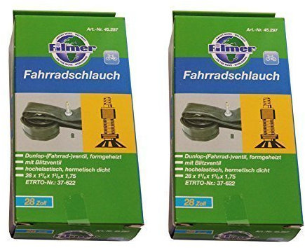 FILMER 2 x Fahrradschlauch 28 x 1 5/8 x 1 3/8 x 1,75 Dunlop-(Fahrrad-) ventil, 37-622 …