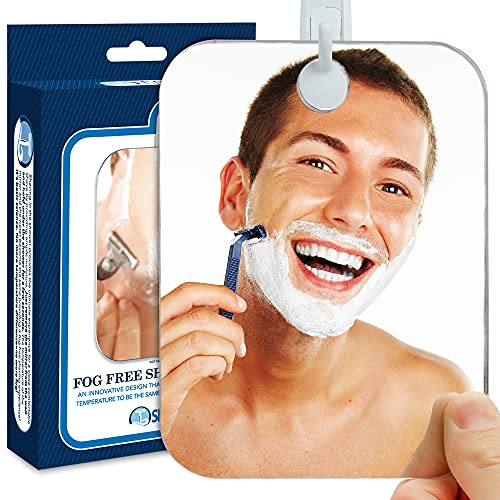 Shave Well Deluxe Anti-Fog Shaving Mirror | Fogless Hanging Bathroom Shower Mirror with Handheld Option for Men and Women | Includes Long-Lasting Removable Adhesive Hook for Wall