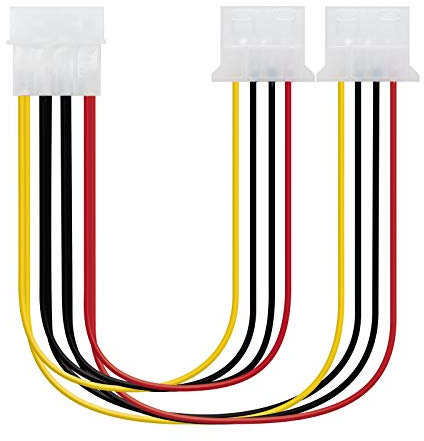 NanoCable 10.19.0401 - Cable Alimentación 2xMOLEX Macho a 1xMOLEX hembra, 4pin/M-2xMOLEX 4pin/H, 20cm, Multicolor