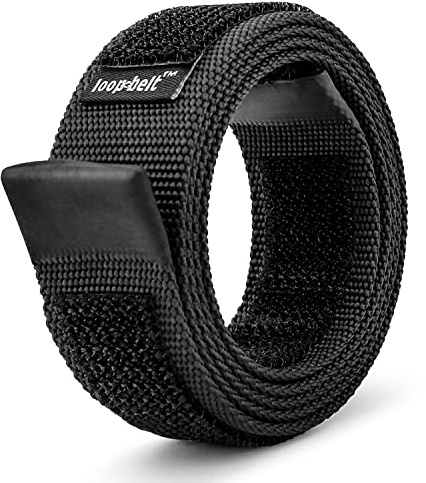 Loopbelt M 34-38 No Scratch Reversible Web Belt with Advanced Hook & Loop Fasteners Black Medium 34-38