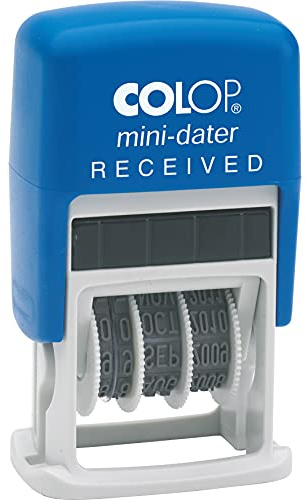 COLOP S160/L1 RECEIVED Mini Dater Stamp - Blue/Red | 105241 | 2 Colour Office Date Stamp