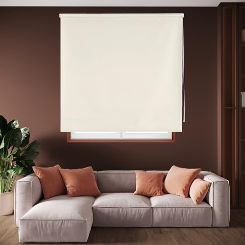 Blindecor Draco Store Enrouleur Opaque - Beige, 120 x 175 cm (largeur x hauteur) | Taille du tissu 117 x 170 cm | Stores thermiques occultants