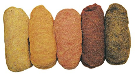 Rayher 5363600 Reine Schurwolle, meliert, Vlies, 5 Farben à 20g, Gelb-Töne