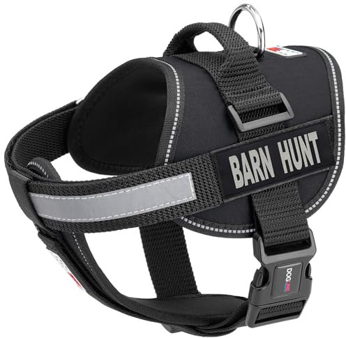 Dogline Weste Geschirr für Hunde und 2 abnehmbaren Barn Hunt Patches, klein/45,7 cm zu 63,5 cm schwarz