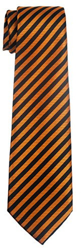 Retreez Jungen Gewebte Krawatte Gestreifte - 8-10 Jahre - orange und schwarz