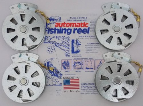 4 Mechanical Fisher's Yo Yo Fishing Reels -Package of 4 Reels- Yoyo Fish Trap -(FLAT TRIGGER MODEL) by Mechanical Fisher YoYo Automatic Fishing Reel