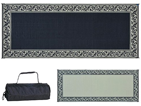 Stylish Camping Ming's Mark RC1 Stylish Camping Reversible Classical Patio Mat - 8' x 20', Black/Beige