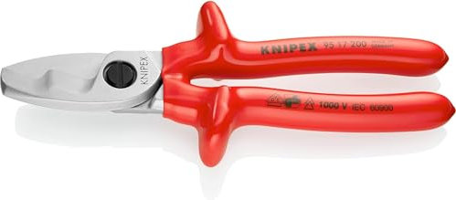 KNIPEX Kabelschere mit Doppelschneide verchromt tauchisoliert, VDE-geprüft 200 mm, 95 17 200