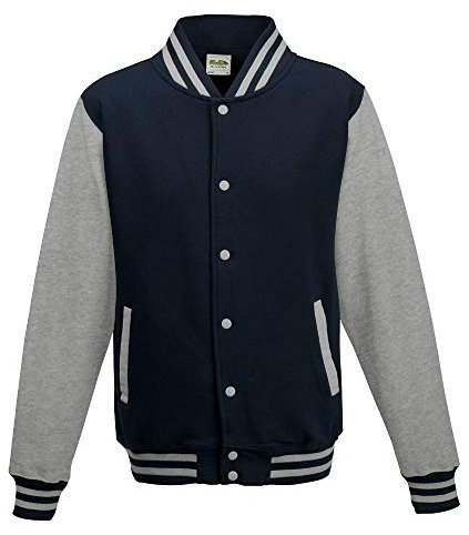 Just Hoods College Jacke 'Varsity Jacket, Oxford Navy/Heather Grey, XL