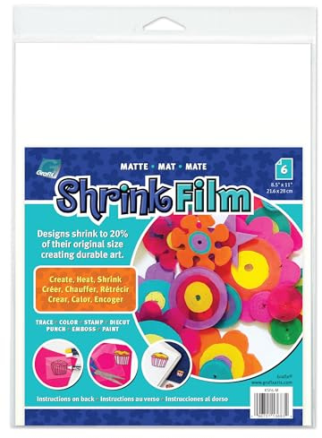 Grafix Shrink Film - Matte Translucent 8.5x11 Sheets, Design Your Art and Shrink It to Create Jewelry, Embellishments, Paper Crafts, Gift Tags, Ornaments and More, Pack of 6
