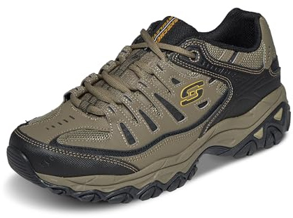 Skechers Men's Afterburn Memory-Foam Lace-up Sneaker, Pebble/Black/Pebble, 9 UK X-Wide