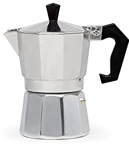 Primula Classic Stovetop Espresso and Coffee Maker, Moka Pot for Italian and Cuban Café Brewing, Greca Coffee Maker, Cafeteras, 3 Espresso Cups, Silver