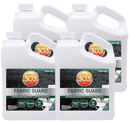303 Products Marine Fabric Guard – Water Repellent & Stain Shielding Fabric Spray, Safe for All Outdoor Upholstery, Simple & Easy to Use, Protectant Spray for Boats, 1 Gallon (4 Pack)