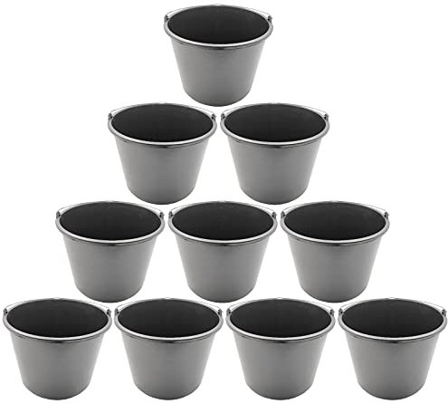 10x Baueimer DEWEPRO® - Mörteleimer - Putzeimer - Extra stabil mit Henkel und Skalierung - 20l, 20 Liter