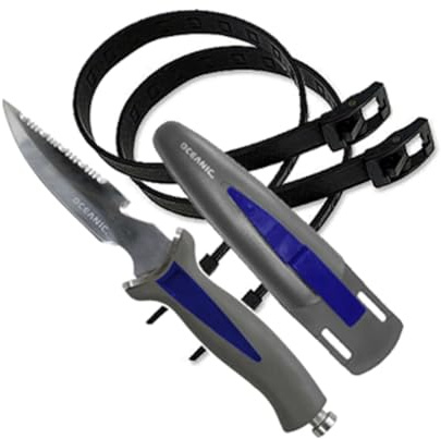 Oceanic Scorpion Scuba Diving Sharp Tip Knife with Sheath and Straps