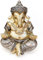TEMPELWELT® Deko Figur Ganesha 21 cm, Polystein Champagner Gold antik-Silber, Elefantengott Statue sitzend, Hindu Gott Ganesh Elefant, Buddha Indien Asien