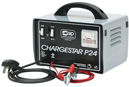 SIP CHARGESTAR P24 Car Battery Charger, 12V / 24V 12.5A 85Ah 2 Charge Rate Settings