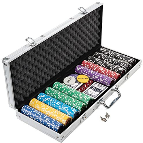 Nexos Pokerkoffer Pokerset 500 300 Laser Pokerchips Poker Komplett Set 12 g Chips Deluxe Größe wählbar (500 Chips)