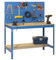 Simon Rack Banco da lavoro per officina, capacità di carico 600 kg, 1445x1210x610 mm, Pannello Forato, Tavolo da lavoro fai da te, Blu/Legno - BT2
