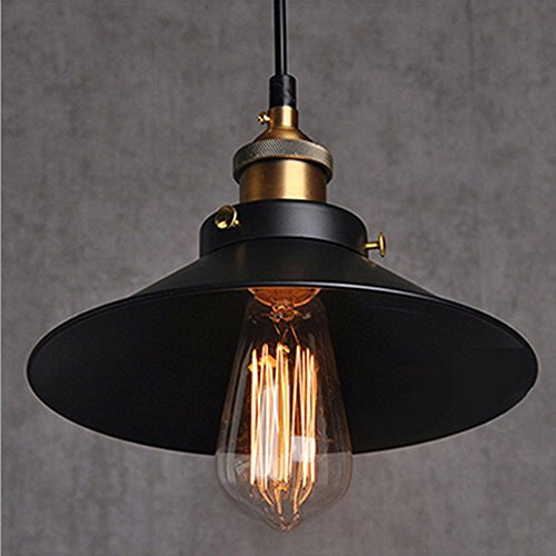 Chrasy Retro Pendant Light Shade Vintage Industrial Ceiling Lighting LED Restaurant Loft Black Lamp Shade Kitchen Coffee-Shop Chandelier E27 Base