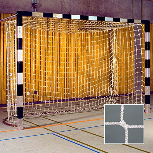 Handballtornetz Handball Fußball Kleinfeld Tornetz 3,10 x 2,10 m Tiefe Oben 0,80 / unten 1,00 m, PP 4 mm ø, Weiß Knotenlos
