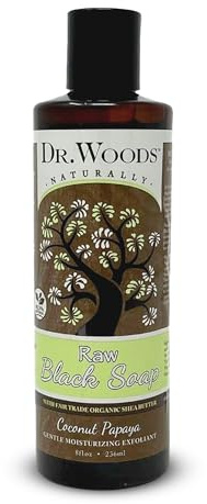 Dr. Woods - Sapone nero grezzo liquido con la papaia della noce di cocco del burro del karitè di commercio della fiera - 8 oncia.